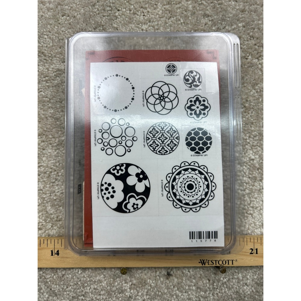 Stampin Up Circle Circus 115778 Wood Mount Rubber Stamp Set Geometric 10pc